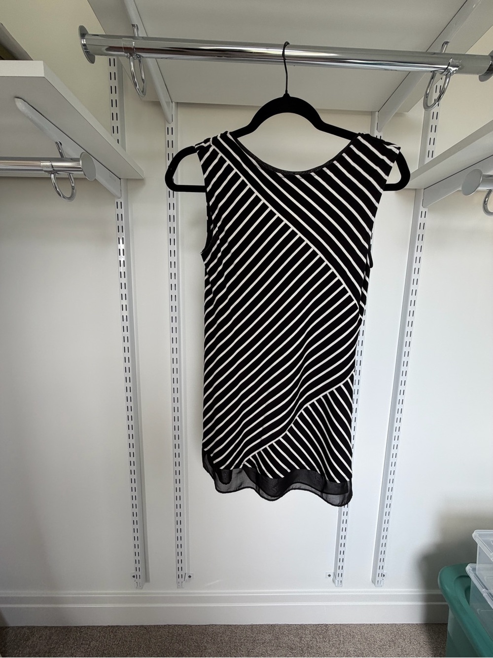 White House Black Market Black and White Striped Sleeveless Shift